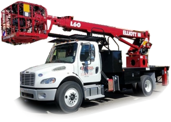 Excel Signs boom truck and sign crane